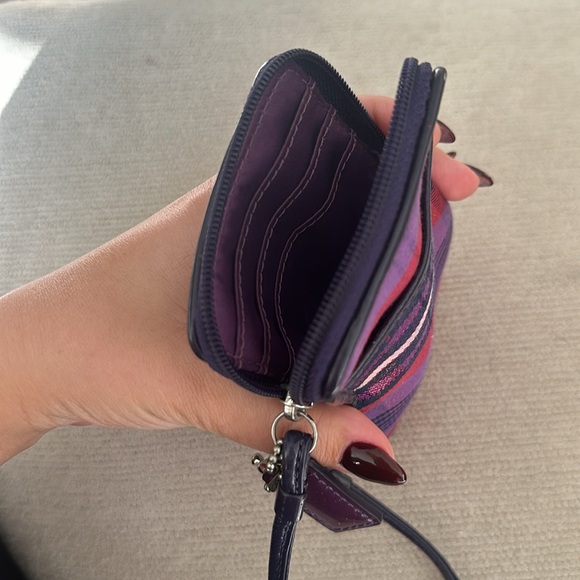 Selling a cute purple & pink Coach wristlet! Fits your basic items & cards. - Picture 3 of 3